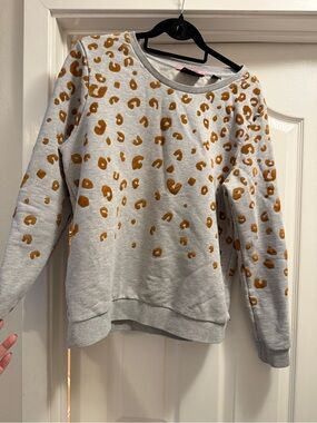 Scotch & Soda Leopard Print Cozy Sweatshirt - Gray with Mustard Spots